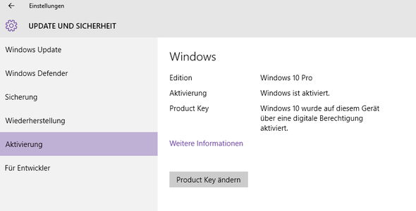 Windows 10 ist automatisch aktiviert, ohne Key? (aktivieren)