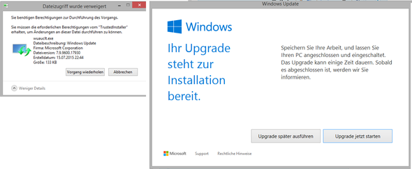 TrustedInstaller meldung und das Windows 10 Update Fenster - (Computer, Windows, Update)