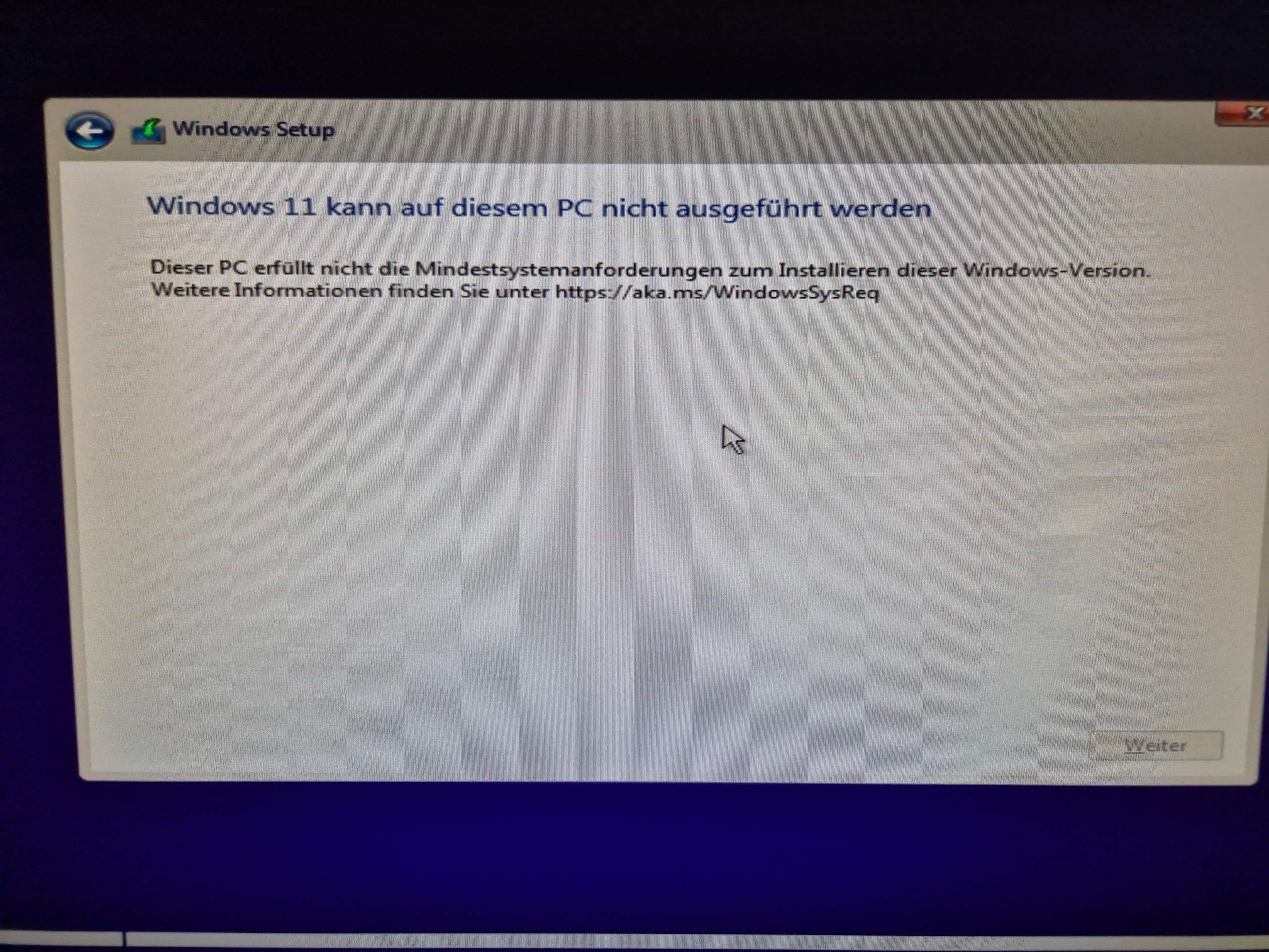 Windows 11 Fehler? Installation? (Windows 10)