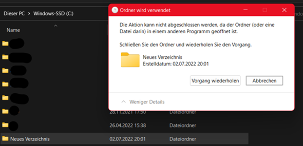 Windows 11 Ordner "C:\Neues Verzeichnis"?