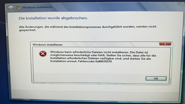 Windows 7 Installation klappt nicht?