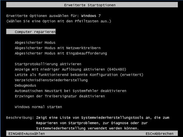 Windows 7 Starthilfe Starten Oder Normal Starten Computer It Cmd