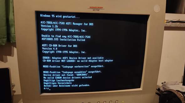 Windows 95 Kann Keine CD Treiber Laden? (Setup/DOS)? (Computer.