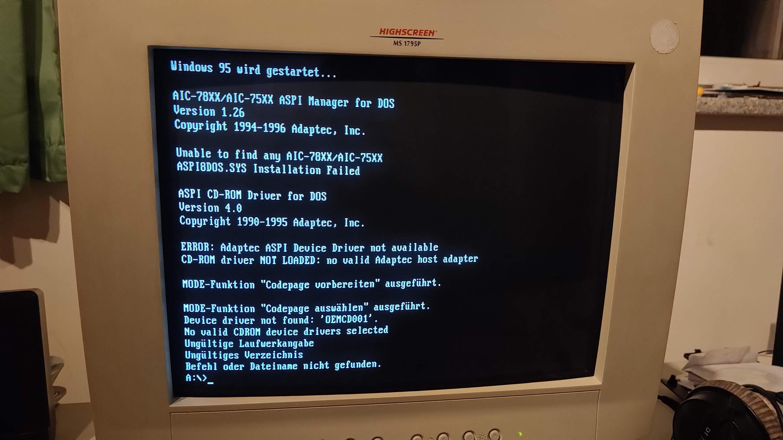 Windows 95 Kann Keine CD Treiber Laden? (Setup/DOS)? (Computer.