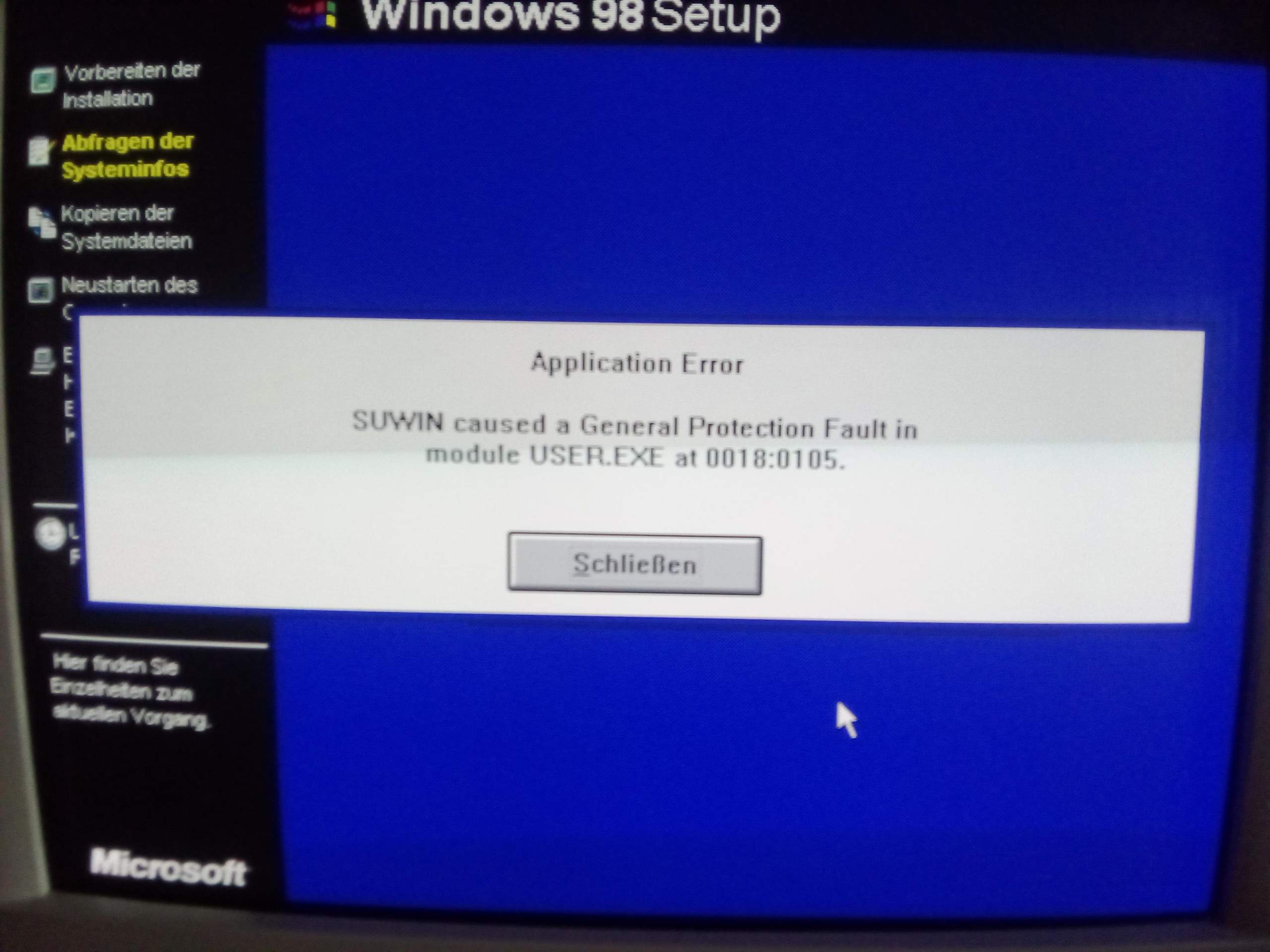 Windows 98 nicht installierbar - 