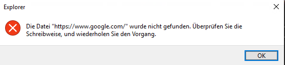 Windows File Explorer - URL lässt sich nicht öffnen?