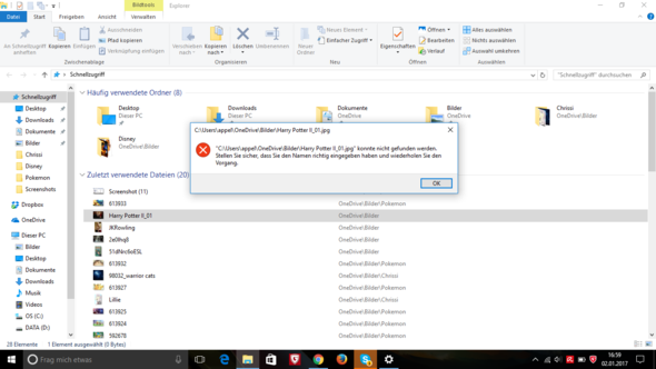 So sieht es aus wenn ich ein Foto öffnen will - (Foto, Windows 10, Microsoft OneDrive)