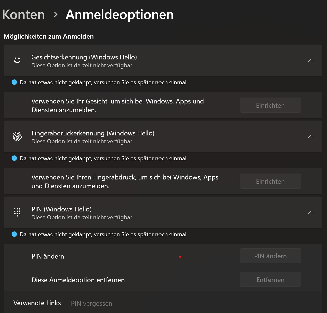 WindowsHelloFunktionen derzeit nicht verfügbar? (Microsoft, Laptop, Fingerprint)