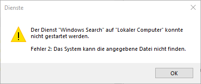 Windows Search Fehler 2