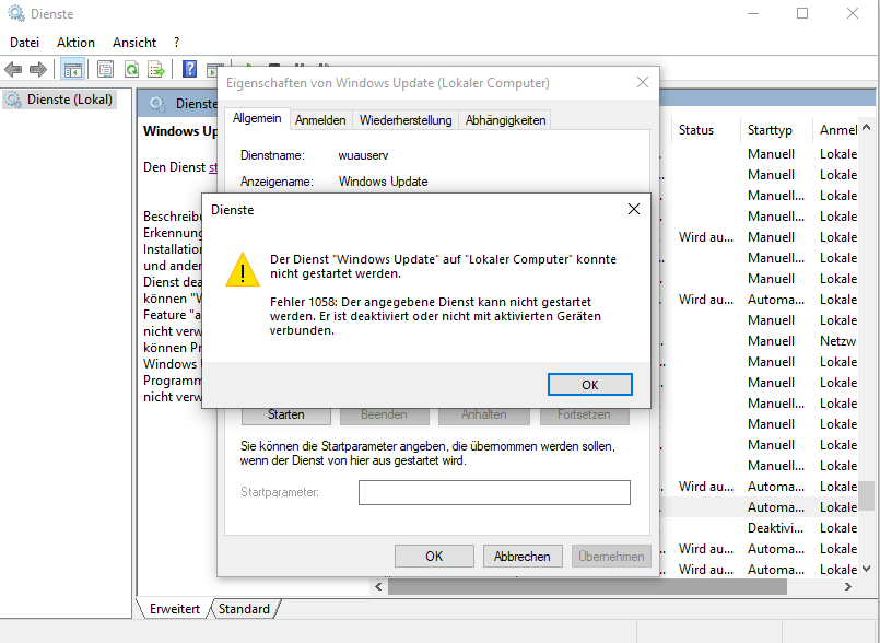 Windows Update lässt sich nicht aktivieren? (Windows 10, Windows-Update)