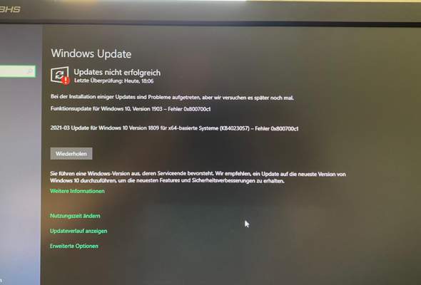 Windows 10 Upgrade schlägt fehl