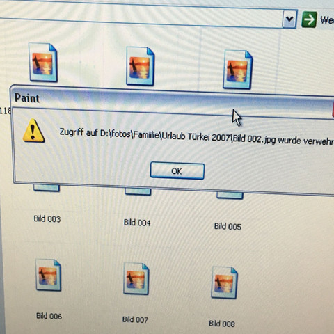 Eine Fehlermeldung - (Foto, Windows XP, Zugriff)