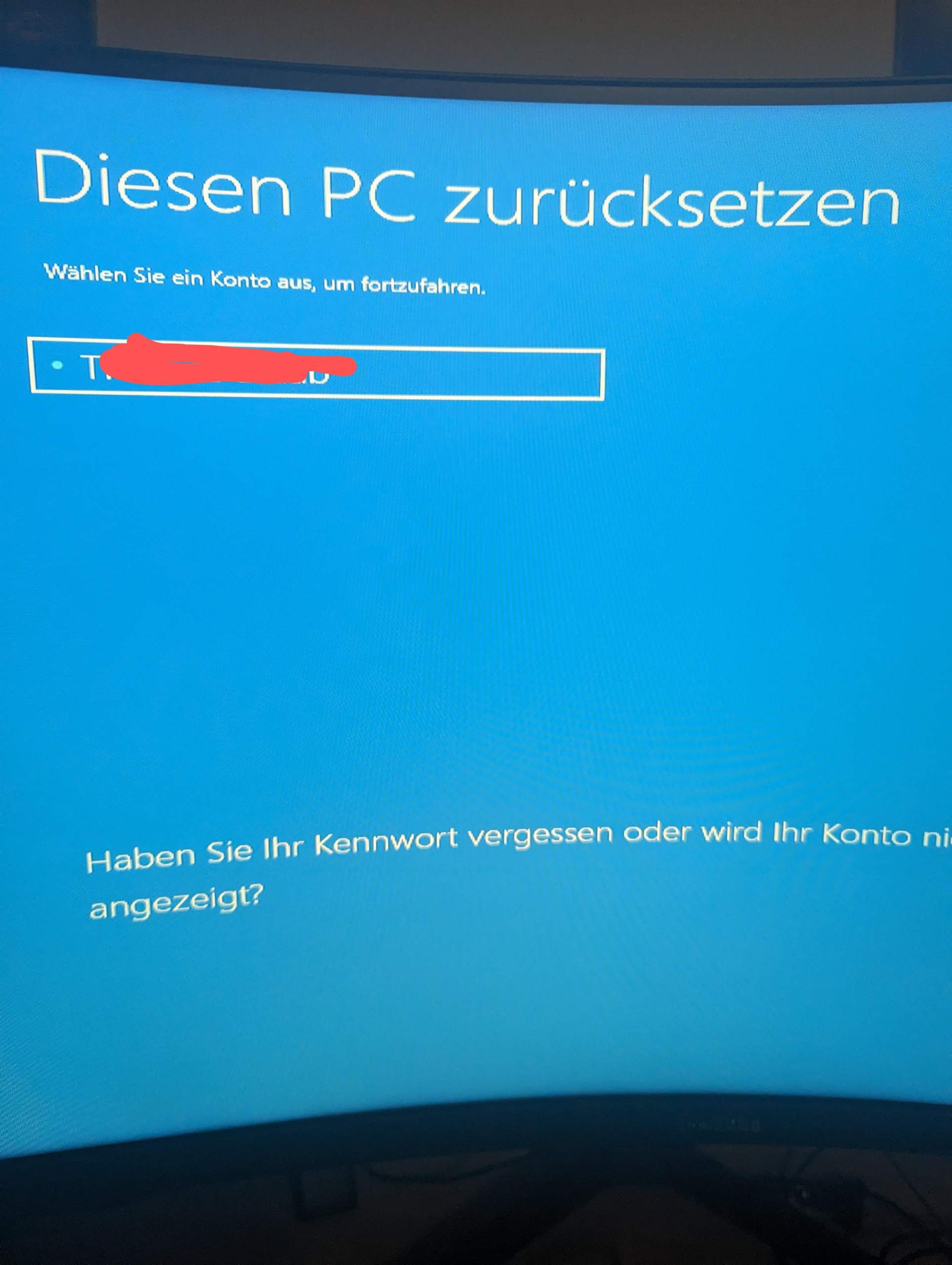 Windows zurücksetzen wähle ein Konto aus? (Windows 10, IT, BIOS)