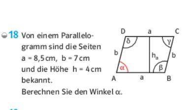 Winkel Alpha berechnen bei einem Parallelogramm?