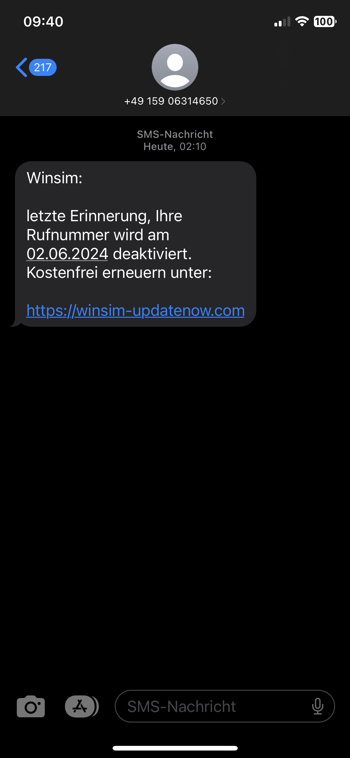 Winsim Nachricht echt? (Nachrichten, SMS)