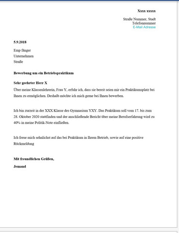 Wir Mache Ich Es Dass Meine Bewerbung Nicht Zu Kurz Gerat Schule Arbeit Praktikum Kurze Bewerbung Schreiben