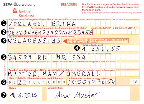 Wird bei der Bank das handschriftlich ausgefüllte Überweißungsformular ...
