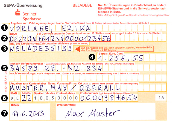 Wird bei der Bank das handschriftlich ausgefüllte Überweißungsformular ...