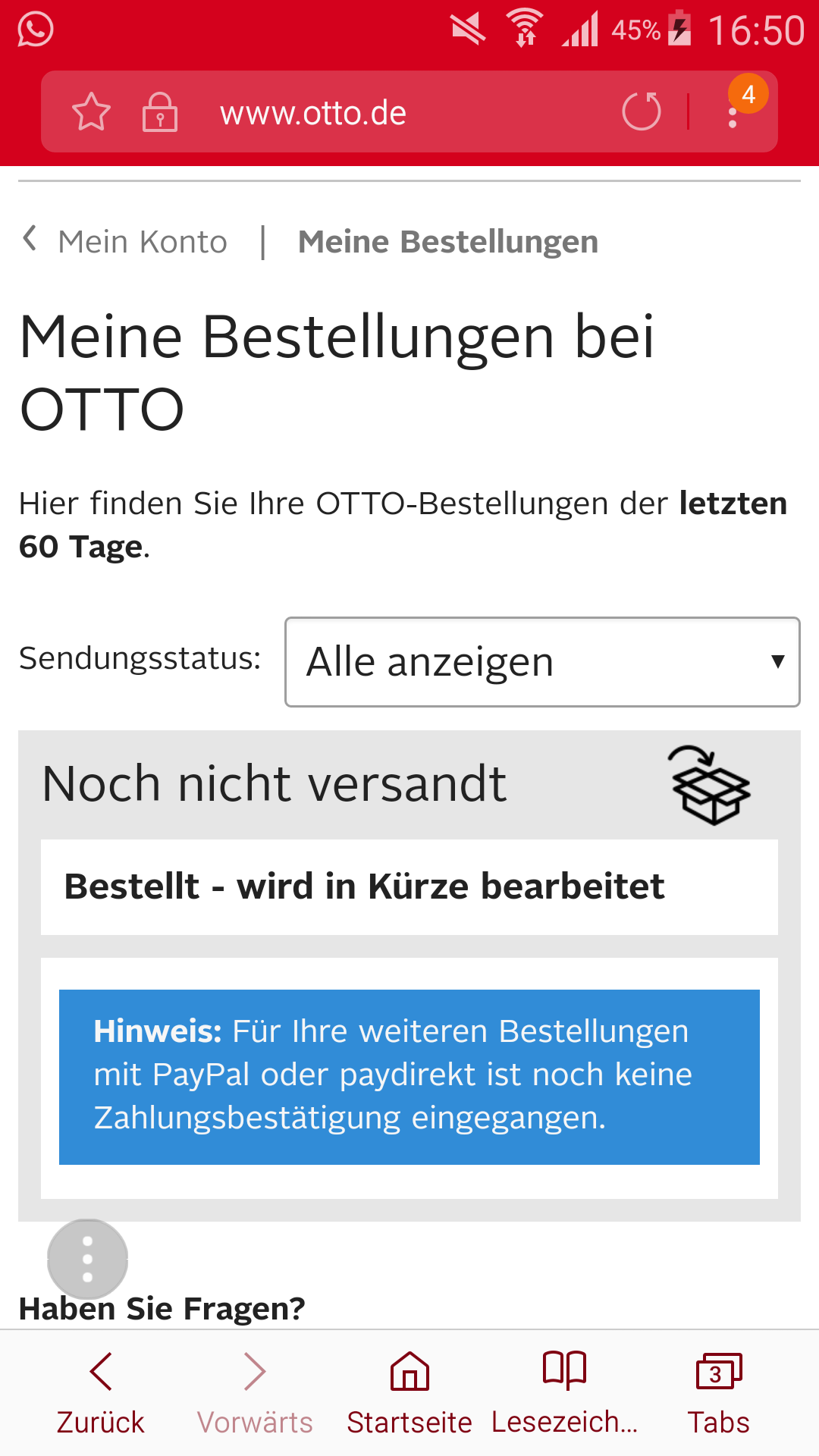 Wird Das Jetzt Von Otto Versendet Oder Nicht Handy Smartphone Online Shop