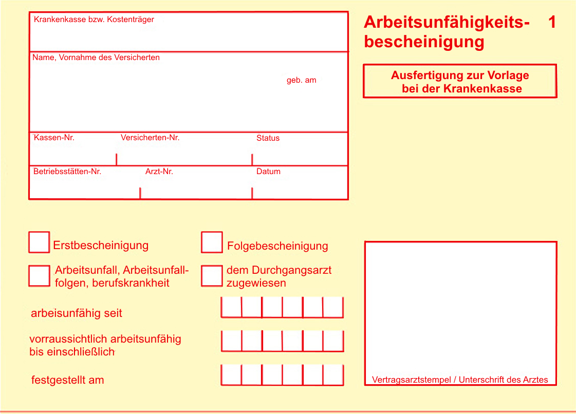 Wird eine Arbeitsunfähigkeitsbescheinigung handschriftlich ausgefüllt