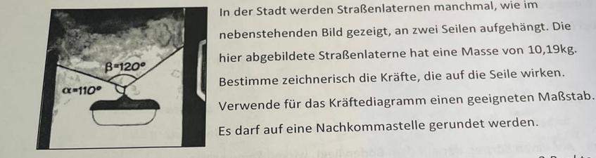 Wirkende Kräfte auf die Seile/Physikaufgabe? (Physik, Formel, Kraft)