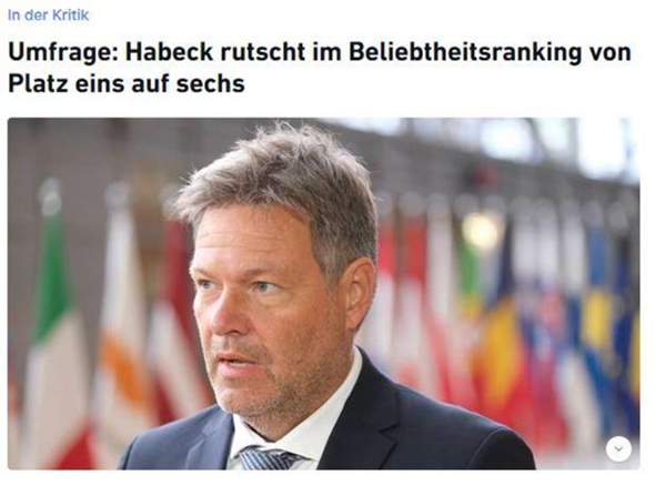 Wirtschaftminister Habeck im Ranking von Platz 1 tief auf Platz 6 gefallen. Ist die massive Kritik an Habeck berechtigt?