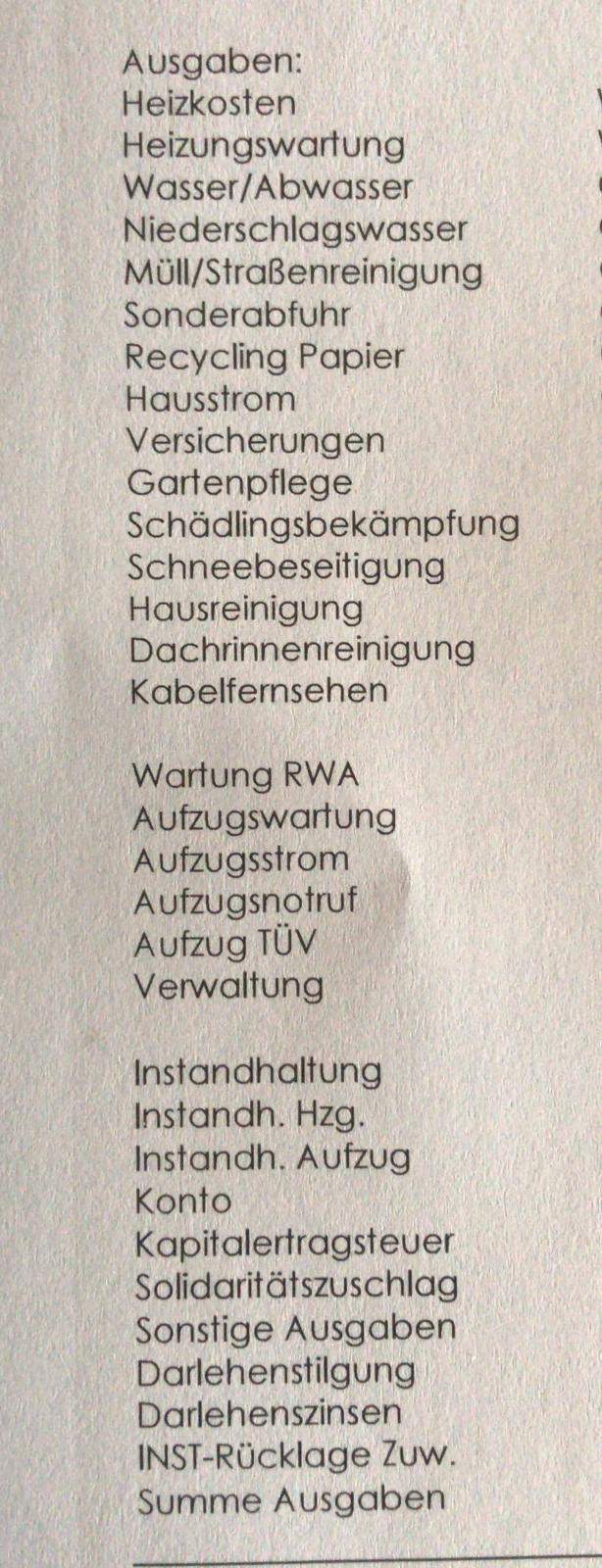 Wirtschaftplan, was muss det Mieter zahlen? (Recht)