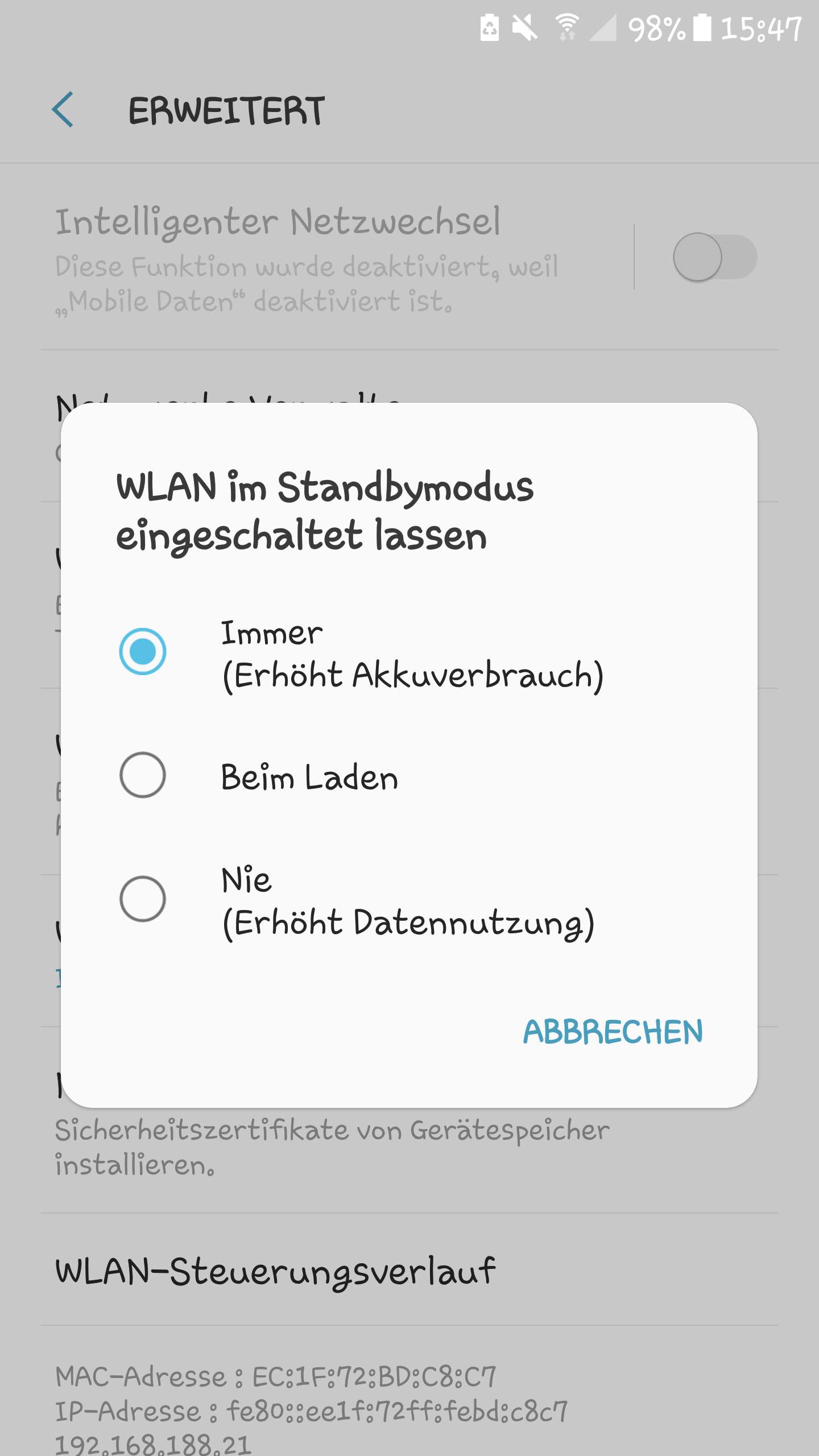 WLAN schaltet sich von allein aus Samsung galaxy s6? (Smartphone, Android)
