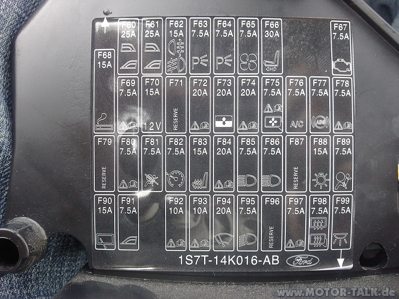 Wo befindet sich Sicherung von Zigarettenentzünder 15A ... 04 ford mustang fuse diagram 