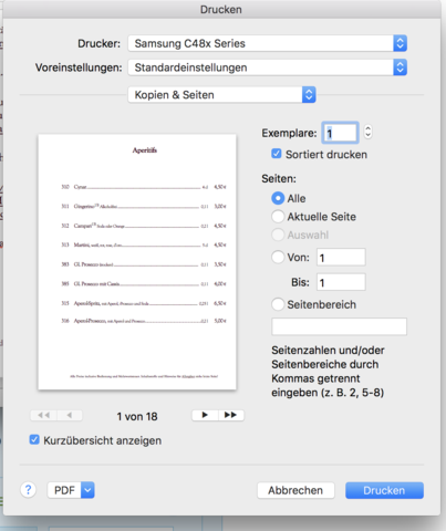 Druck von Word - (Apple, Samsung, Mac)