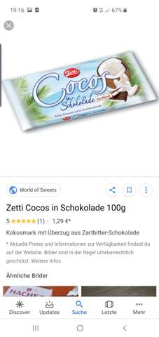 Wo gibt es noch die Kokos-Schokolade von Zetti zu kaufen? (Mit Bild)?