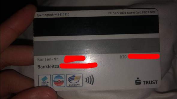 Wo ist die CVV Nummer? (Computer, bestellen, Sparkasse)