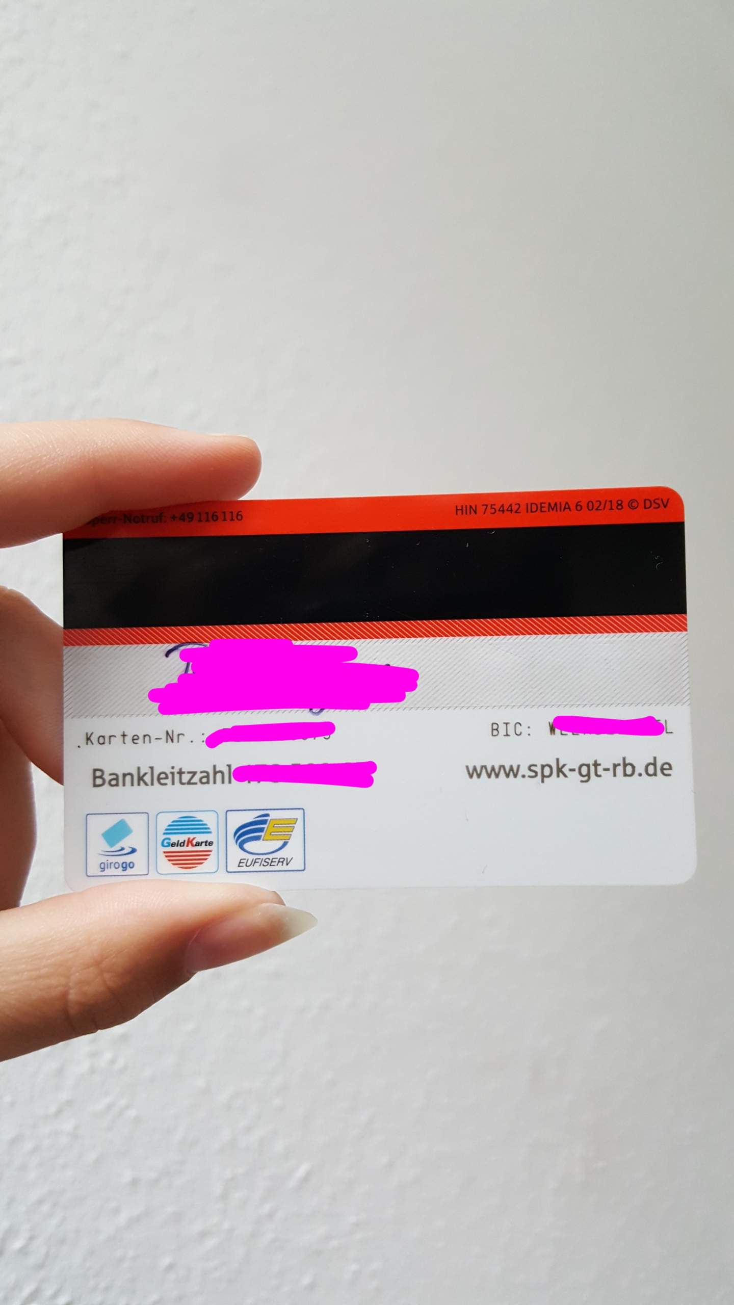 wo steht kartenprüfnummer bei sparkasse? (bankkarte)