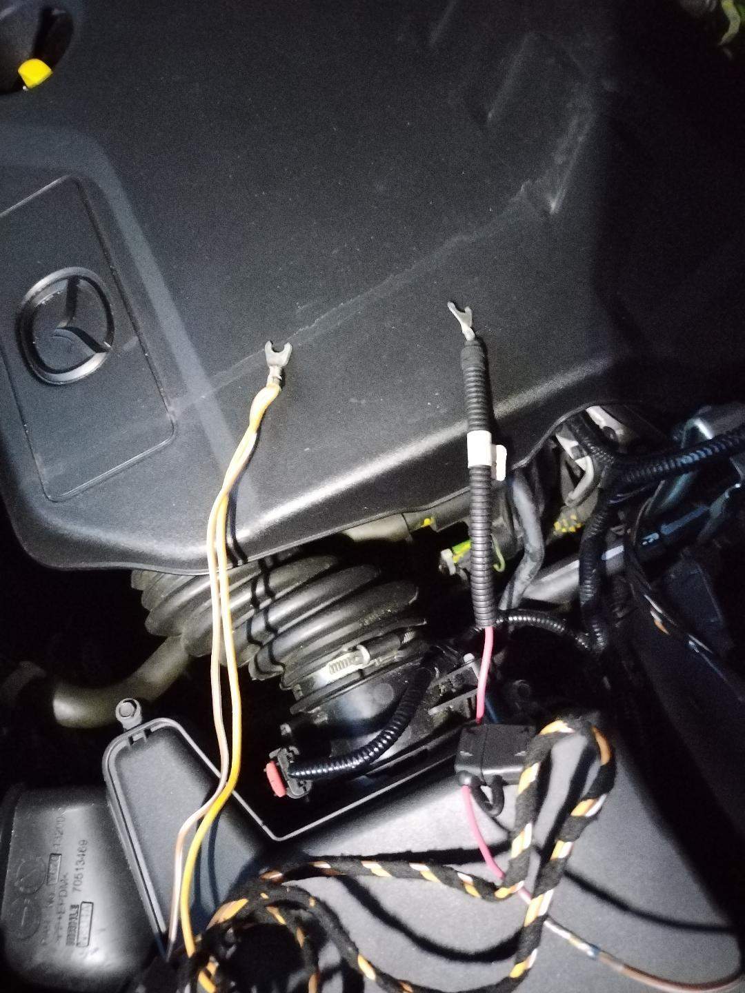 Wo werden diese Kabel der Anhängerkupplung im Motorraum angeschlossen?  (Elektrik, Elektriker, Kfz-Mechatroniker)