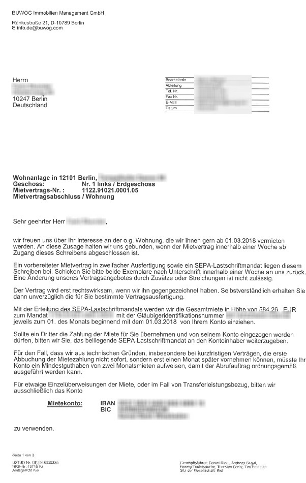 Wohnung Zusage : verbindlich? (Mietrecht, Kündigung, Vermieter)