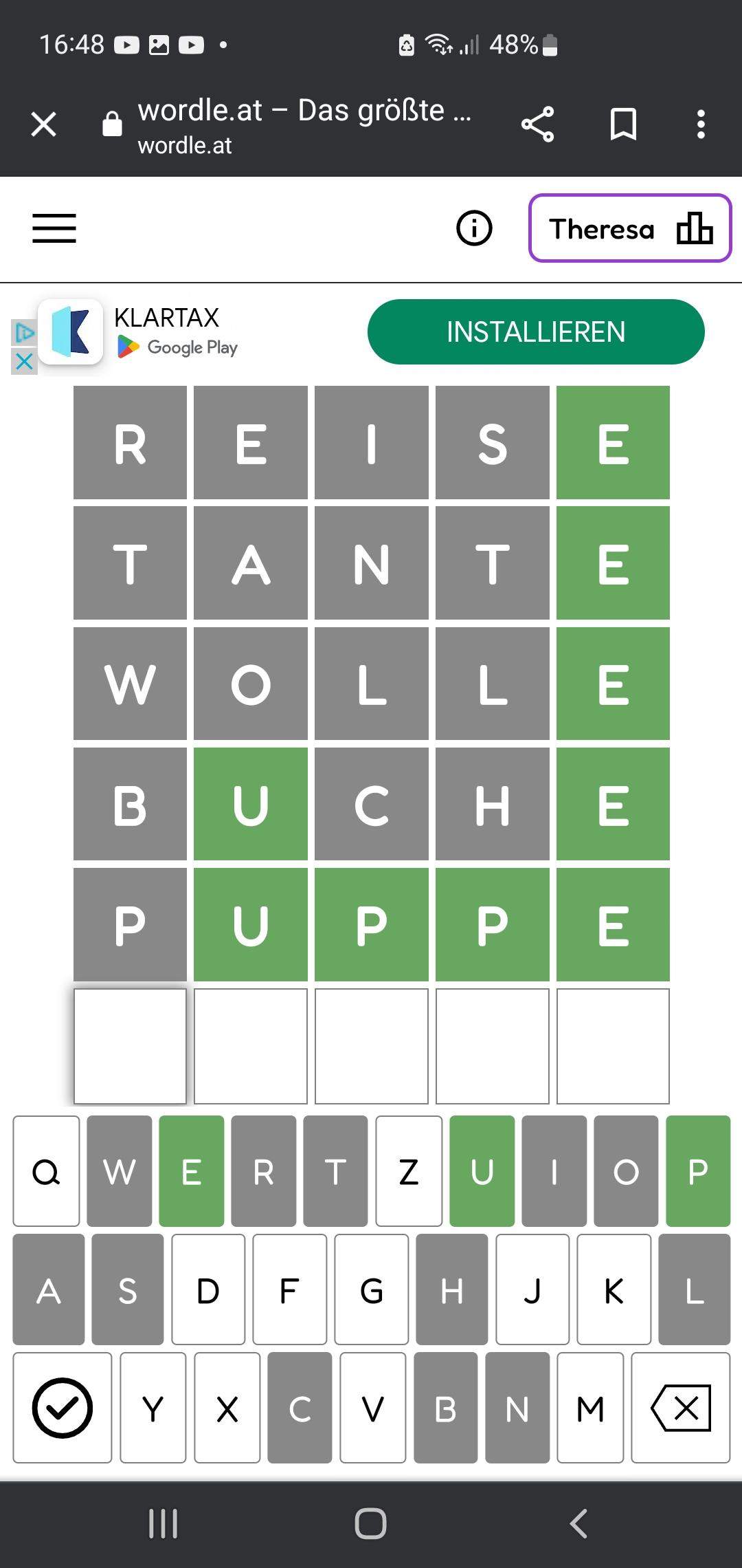 Wordle: Wörterrätsel (at)? (Rätsel)