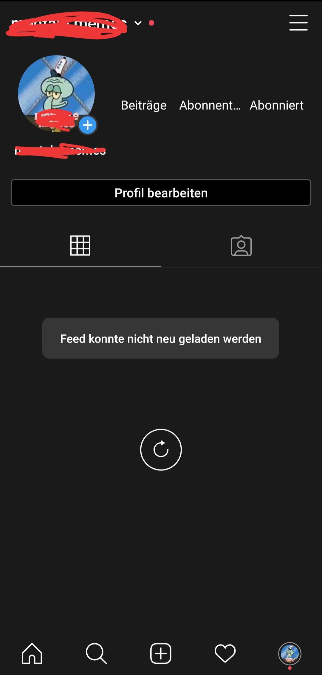 Wurde ich von Instagram gebannt oder warum steht da "Feed konnte nicht geladen werden"? (Spiele
