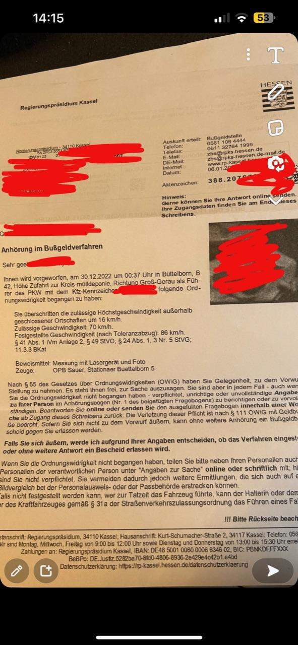 Wurde mit 16 km/h zu viel geblitzt?ANHÖRUNG IM BUSSGELDVERFAHREN? (Auto ...