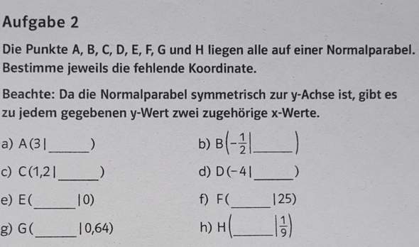 x-Wert mithilfe des y-Werts bestimmen (Normalparabel)? (Mathematik ...