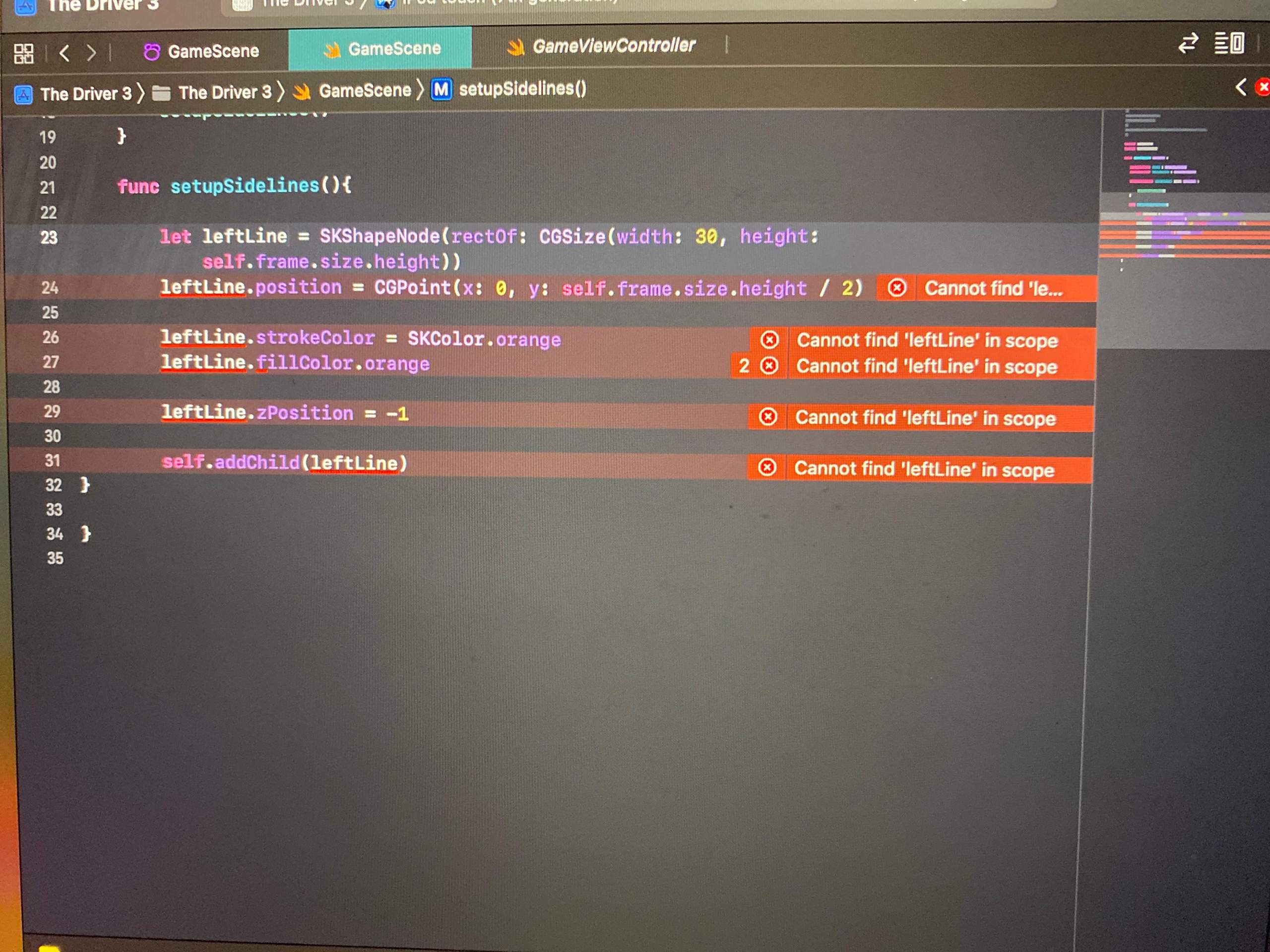 Xcode Fehler ( Cannot find „leftLine“ in your Scope)? (Computer, Spiele ...