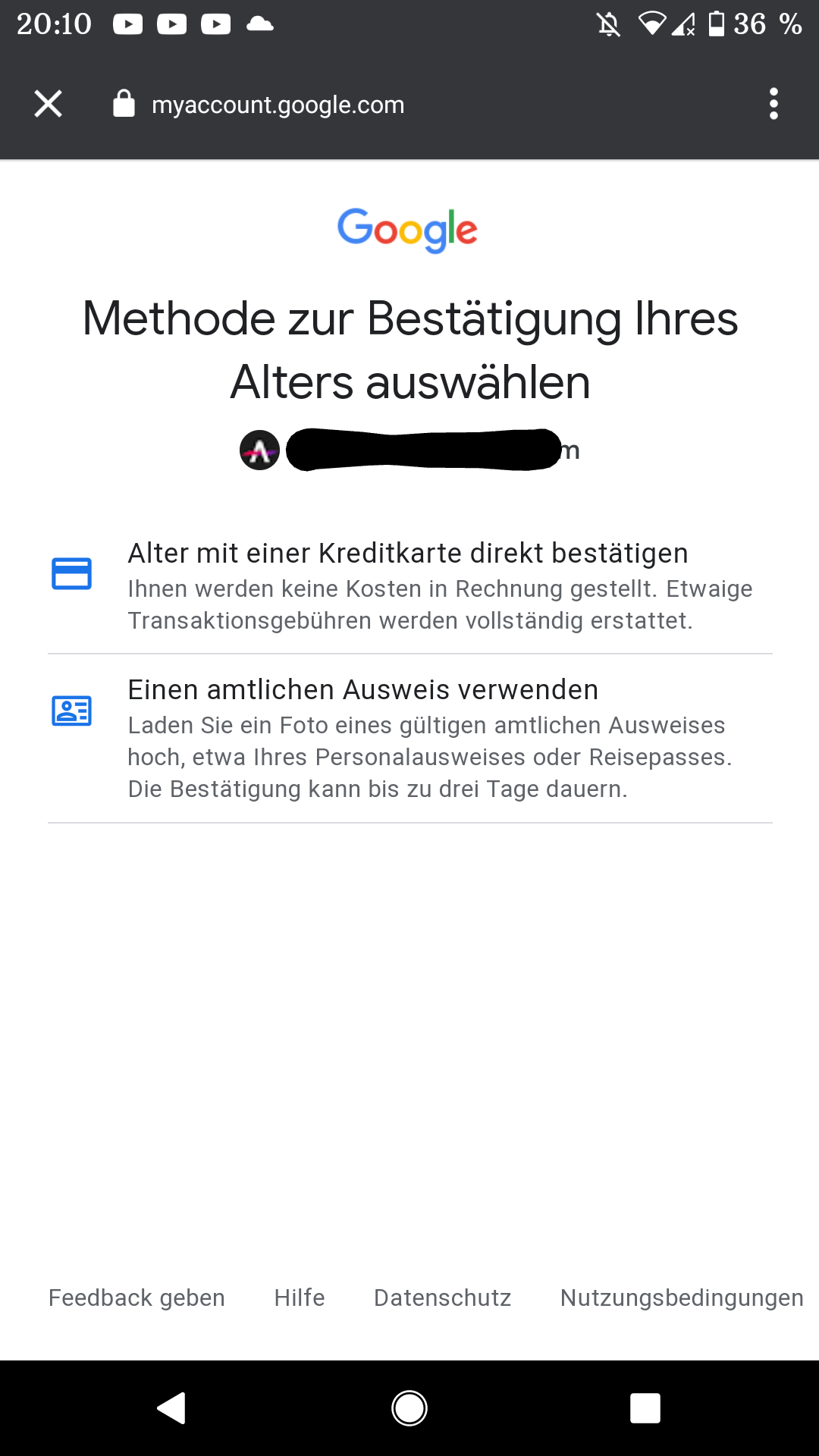 YouTube Altersbeschränkung trotz Anmeldung und Datum ? (Google, Personalausweis, volljährig)