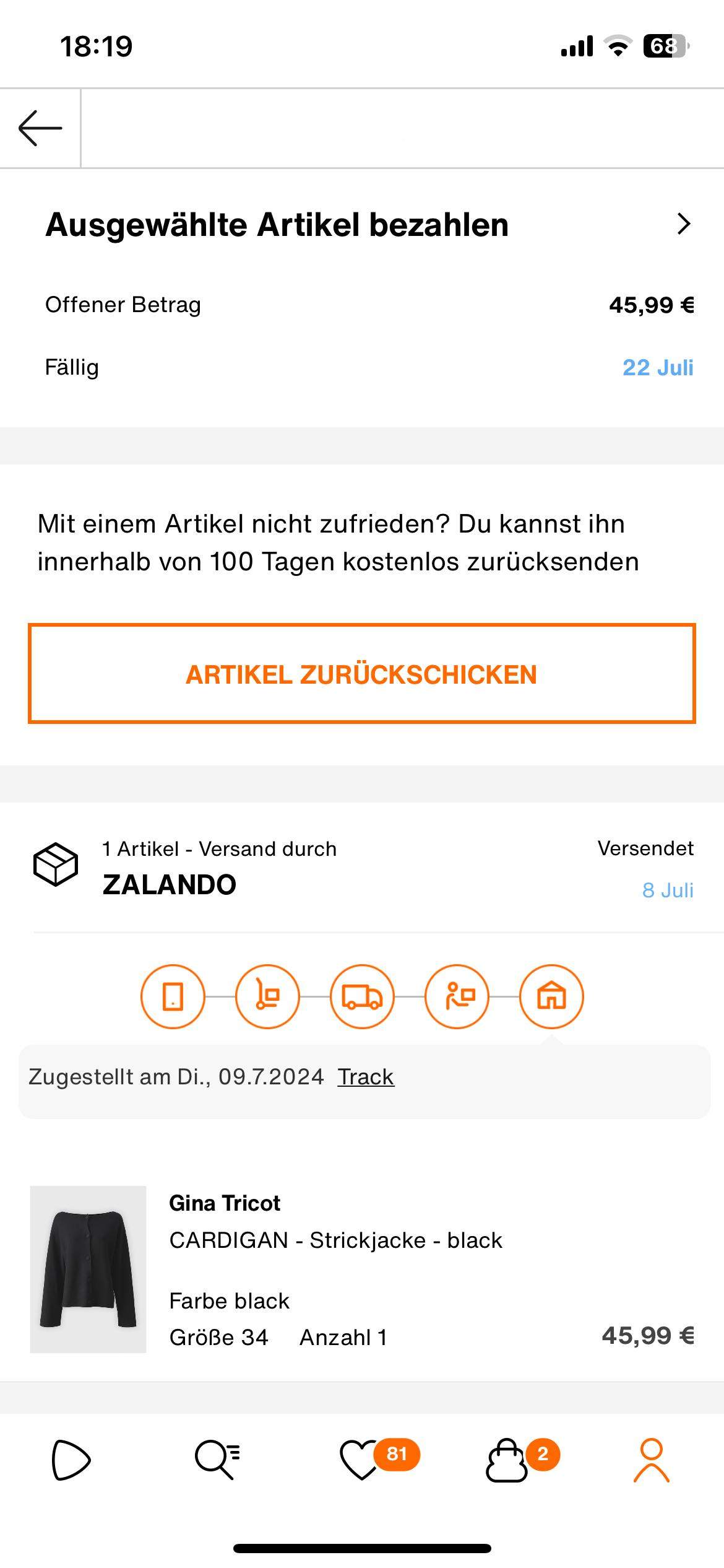 Zalando Bestellung Seit 1 Woche Wartend