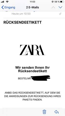 Zara Rucksendung Mode