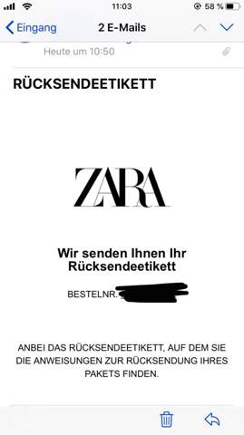 Zara Rucksendung Mode