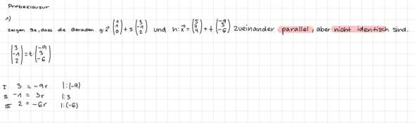 Gerade Parallel Zeigen dass Gerade parallel und nicht identisch ist (bild ...