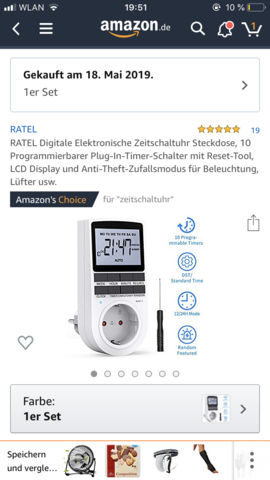 RATEL Digitale Elektronische Zeitschaltuhr Steckdose 10 Programmierbarer  Plug-In-Timer-Schalter Reset-Tool LCD Display Anti