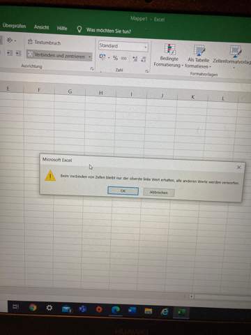 Zellen in Excel verbinden funktioniert nicht?