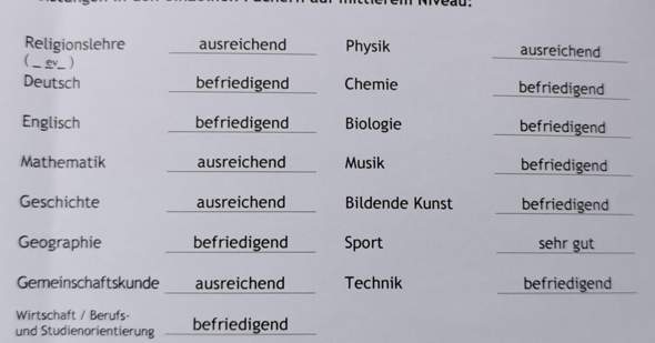 Zeugnis Noten Kumpel? (Schule) Zeugnis Noten Kumpel? (Schule)