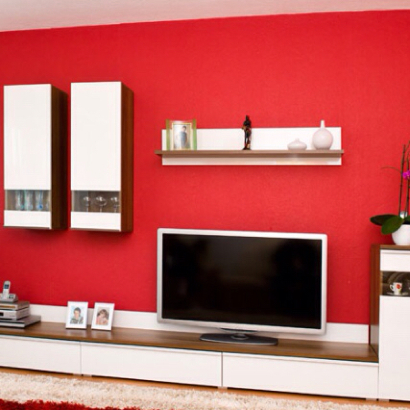 Zimmermannes rot (alltag, neu, wand) Wohnzimmer eine wand rot