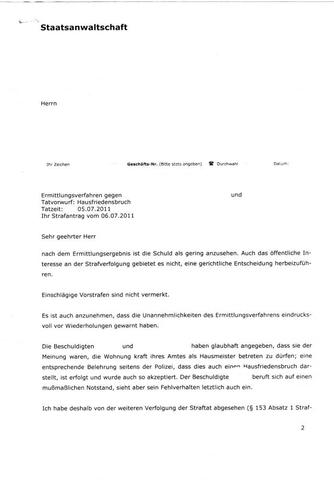 Beschluß von der Staatsanwaltschaft - (Recht, Mietrecht)